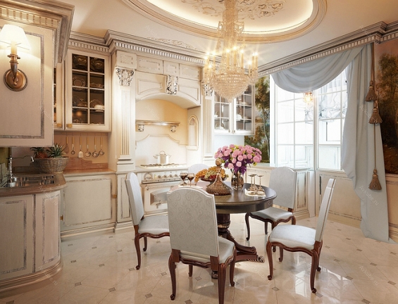 Дизайн интерьера в классическом стиле – гостиная, спальня и кухня