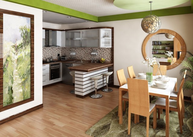 Кухня в частном доме — гостиная — популярные идеи интерьера и планировки